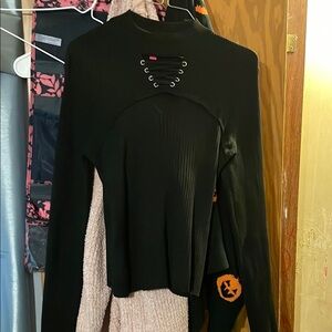 No Boundaries Black Lace-Up Sweatshirt